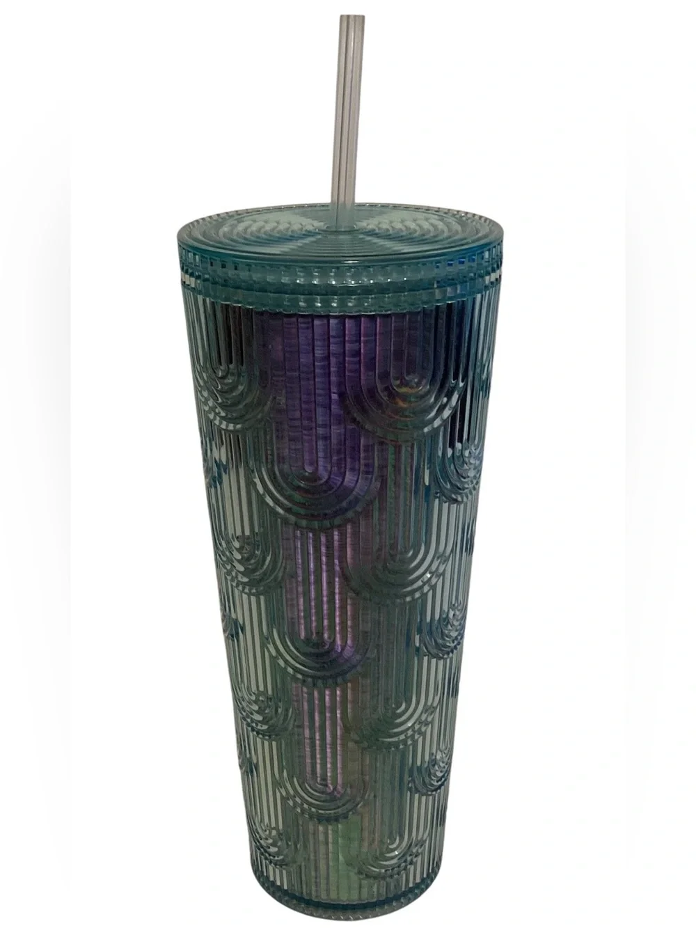 Starbucks Iridescent Mermaid 24 Oz Teal & Purple Venti Tumbler Cold Cup 2022